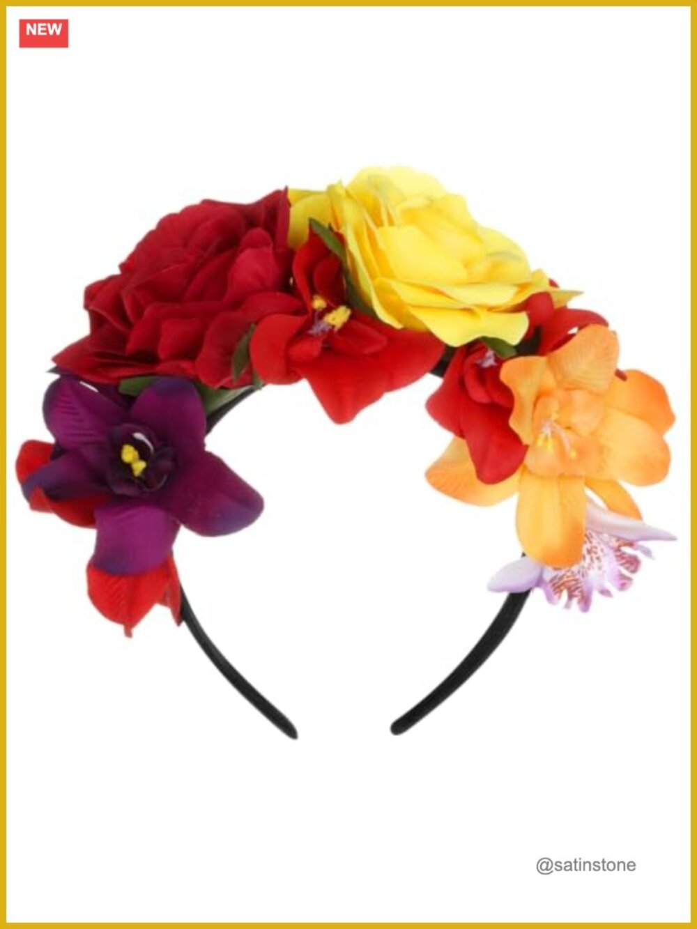 Mexican Rose Flower Crown Day of Dead Headband Halloween Costume Hair Wreath